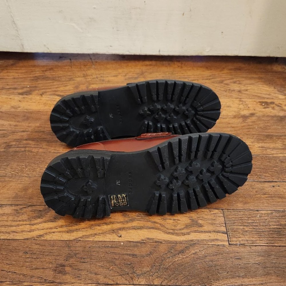 SANDRO PARIS Iron Thick-soled leather loafers - Picture 4 of 5